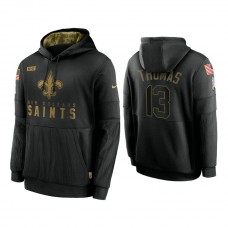 New Orleans Saints #13 Michael Thomas Black 2020 Salute to Service Sideline Performance Pullover Hoodie