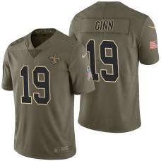 New Orleans Saints #19 Ted Ginn Jr Olive 2017 Salute to Service Limited Jersey