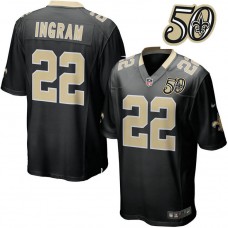 New Orleans Saints #22 Mark Ingram Black 50th Anniversary Game Jersey