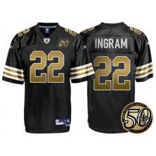 New Orleans Saints #22 Mark Ingram Black 50th Season Patch 1960s Throwback Jersey