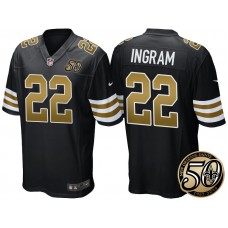 New Orleans Saints #22 Mark Ingram Black 50th Season Patch Alternate Game Jersey