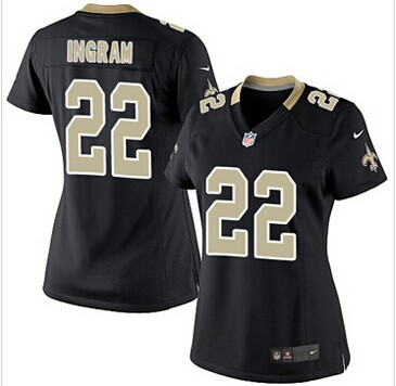 New Orleans Saints #22 Mark Ingram women black NFL Jersey