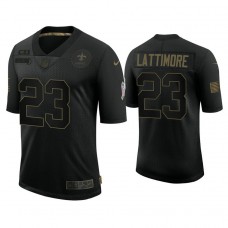 New Orleans Saints #23 Marshon Lattimore Black 2020 Salute to Service Limited Jersey