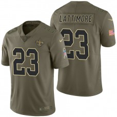 New Orleans Saints #23 Marshon Lattimore Olive 2017 Salute to Service Limited Jersey