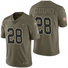 New Orleans Saints #28 Adrian Peterson Olive 2017 Salute to Service Limited Jersey