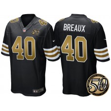 New Orleans Saints #40 Delvin Breaux Black 50th Season Patch Alternate Game Jersey