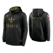 New Orleans Saints #41 Alvin Kamara Black 2020 Salute to Service Sideline Performance Pullover Hoodie