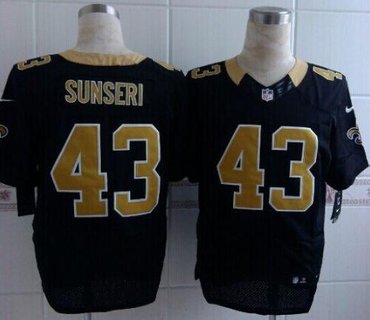 New Orleans Saints #43 Vinnie Sunseri Black Team Color NFL Elite Jersey