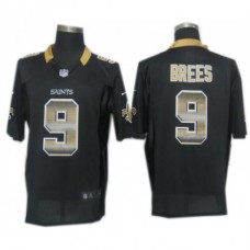New Orleans Saints #9 Drew Brees Black Fashion Strobe Jersey