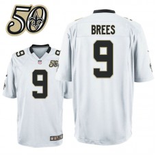 New Orleans Saints #9 Drew Brees White 50th Anniversary Game Jersey