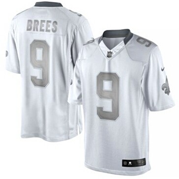 New Orleans Saints #9 Drew Brees White Platinum Jersey