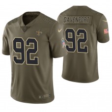 New Orleans Saints #92 Marcus Davenport Olive Salute to Service Jersey