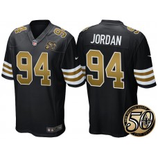 New Orleans Saints #94 Cameron Jordan Black 50th Season Patch Alternate Game Jersey