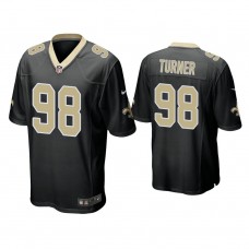 New Orleans Saints #98 Payton Turner Black 2021 NFL Draft Game Jersey