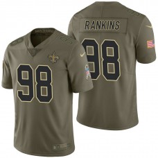 New Orleans Saints #98 Sheldon Rankins Olive 2017 Salute to Service Limited Jersey