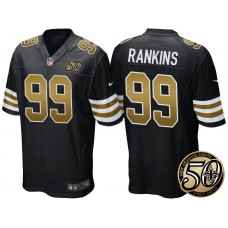 New Orleans Saints #99 Sheldon Rankins Black 50th Season Patch Alternate Game Jersey