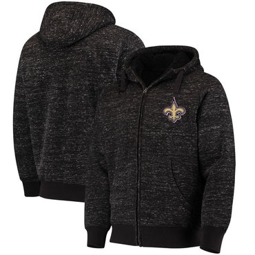 New Orleans Saints G III Sports By Carl Banks Discovery Sherpa Full Zip Jacket Heathered Black