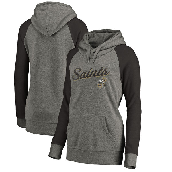 New Orleans Saints NFL Pro Line By Fanatics Branded Women's Timeless Collection Rising Script Plus Size Tri-Blend Hoodie Ash