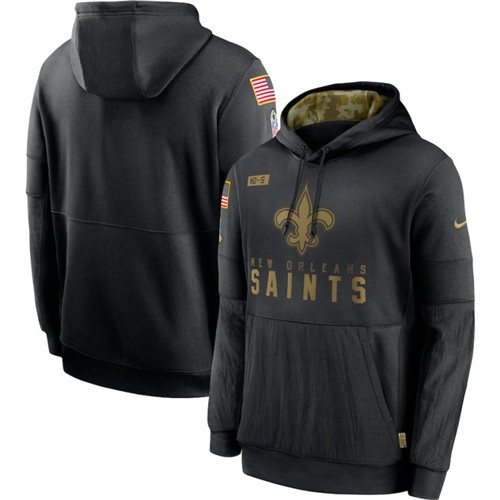 New Orleans Saints Nike 2020 Salute to Service Sideline Performance Pullover Hoodie Black
