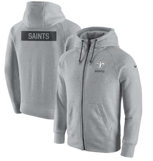 New Orleans Saints Nike Gridiron Gray 2.0 Full Zip Hoodie Ash