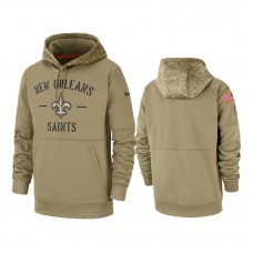 New Orleans Saints Tan Sideline Therma 2019 Salute to Service Pullover Hoodie