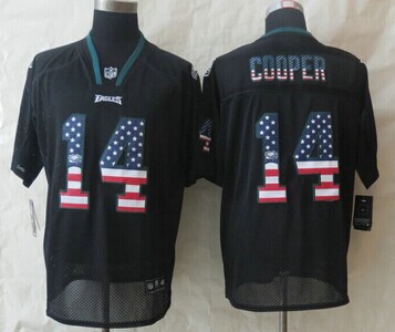 New Philadelphia Eagles #14 Riley Cooper USA Flag Fashion Black Elite Jerseys