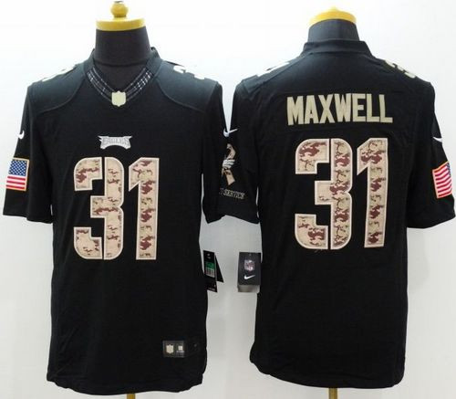 New Philadelphia Eagles #31 Byron Maxwell Black Men's Stitched NFL Limited Salute to Service Jersey