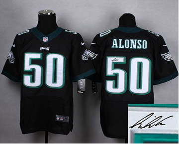 New Philadelphia Eagles #50 Kiko Alonso Black Alternate Men's Stitched NFL Elite Autographed Jersey