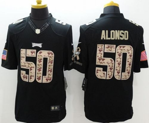 New Philadelphia Eagles #50 Kiko Alonso Black Men's Stitched NFL Limited Salute to Service jersey