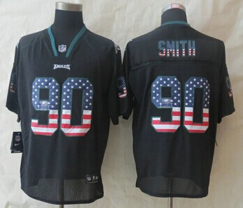 New Philadelphia Eagles #90 Marcus Smith USA Flag Fashion Black Elite Jerseys