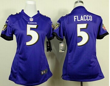 New Ravens #5 Joe Flacco Purple Team Color Women's Stitched NFL New Elite Jersey