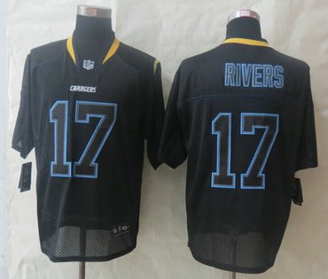 New San Diego Charger #17 Philip Rivers Lights Out Black Elite Jerseys