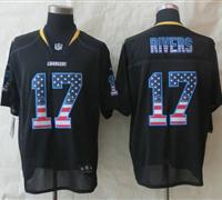 New San Diego Charger #17 Philip Rivers USA Flag Fashion Black Elite Jerseys