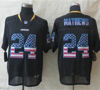 New San Diego Charger #24 Ryan Mathews USA Flag Fashion Black Elite Jerseys