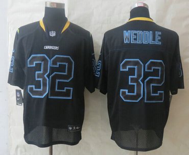 New San Diego Charger #32 32 Weddle Grey Lights Out Black Elite Jerseys