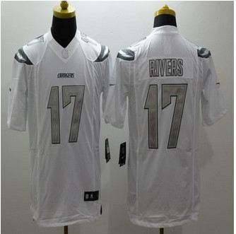New San Diego Chargers #17 Philip Rivers White Men's Stitched NFL Limited Platinum Jersey
