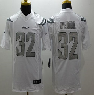 New San Diego Chargers #32 Eric Weddle White Men's Stitched NFL Limited Platinum Jersey