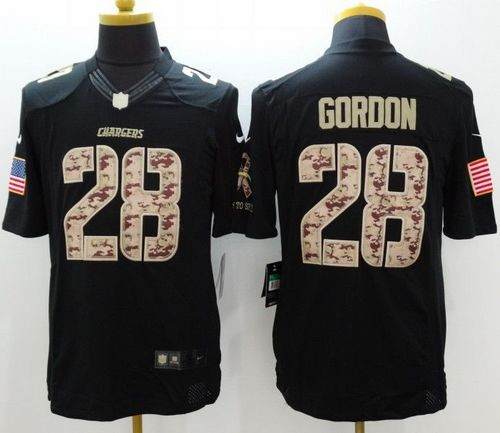 New San Diego Chrgers #28 Melvin Gordon Black Men''s Stitched NFL Limited Salute to Service Jersey