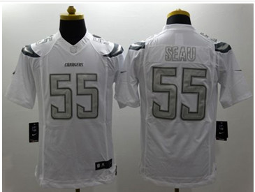 New San Diego Chrgers #55 Junior Seau White Men's Stitched NFL Limited Platinum Jersey