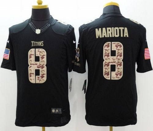 New Titans #8 Marcus Mariota Black Men''s Stitched NFL Limited Salute to Service Jersey