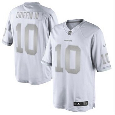 New Washington Redskins #10 Robert Griffin III White Platinum Jersey