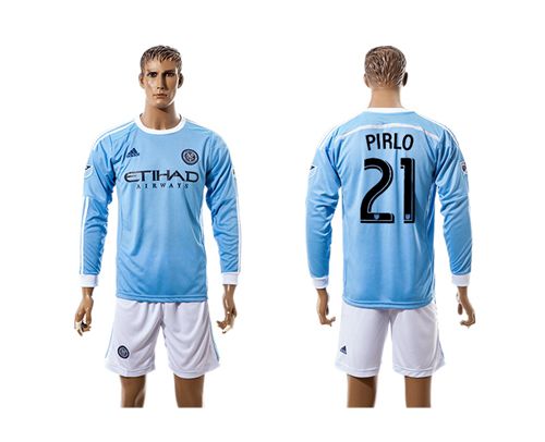 New York City #21 Pirlo Home Long Sleeves Soccer Club Jersey