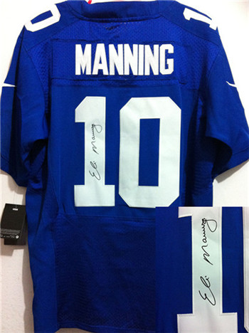 New York Giants #10 Eli Manning Blue Nik Signed Elite Jersey
