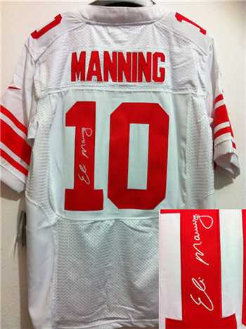 New York Giants #10 Eli Manning White Nik Signed Elite Jersey