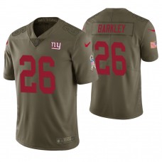 New York Giants #26 Saquon Barkley Olive Salute to Service Jersey
