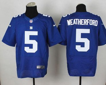 New York Giants #5 Steve Weatherford Royal Blue Team Color NFL Elite Jersey