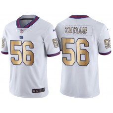 New York Giants #56 Lawrence Taylor White Gold Special Color Rush Jersey
