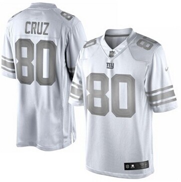 New York Giants #80 Victor Cruz White Platinum Jersey