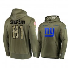 New York Giants #81 Russell Shepard Olive Pullover Hoodie 2018 Salute To Service