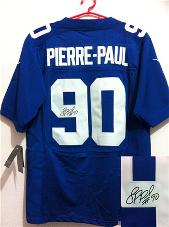 New York Giants #90 Jason Pierre-Paul Blue Nik Signed Elite Jersey